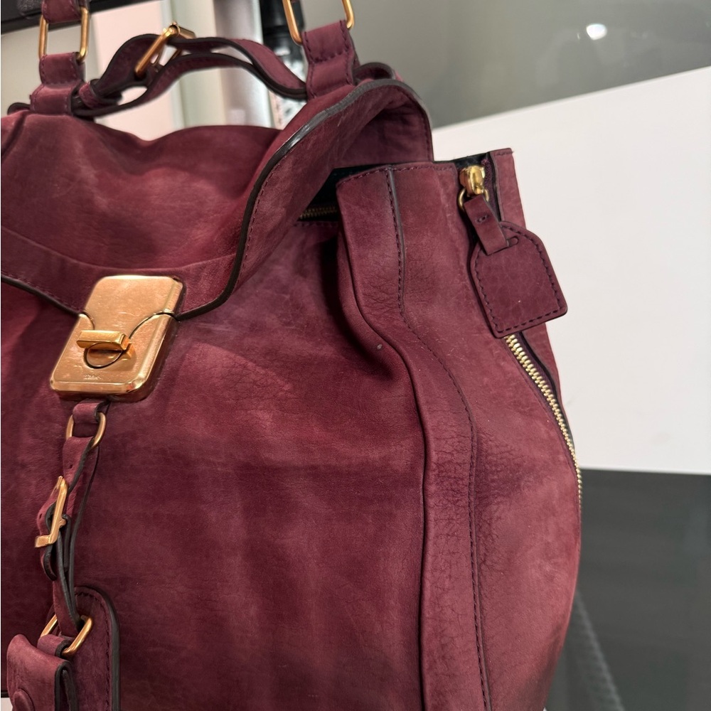 Chloe Burgundy Paraty suede Shoulder Bag - Picture 3 of 11